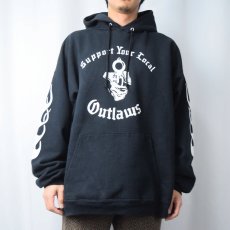 画像2: 90's "Support Your Local" バイカープリント スウェットフーディ BLACK XL (2)