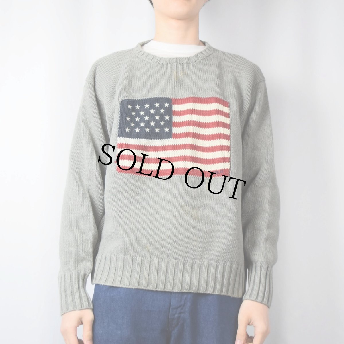 画像2: 90's POLO Ralph Lauren 星条旗 コットンニットセーター L (2)