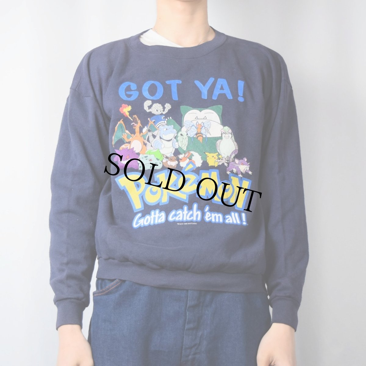 画像2: 90's POKEMON "GOT YA!" キャラクタープリントスウェット NAVY (2)
