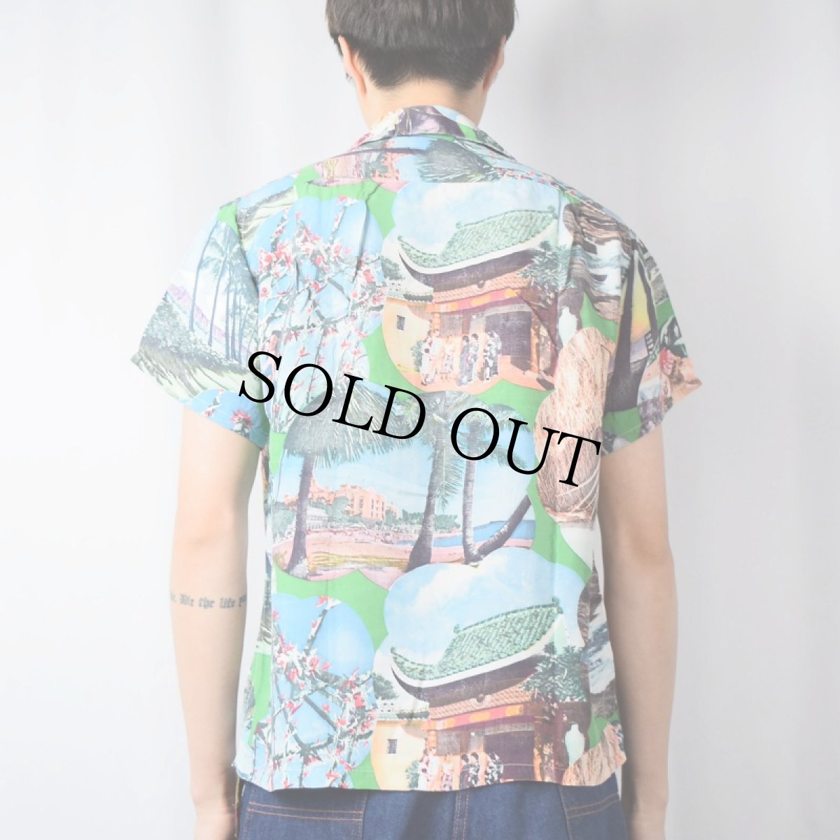 画像3: 50's MOHAWK ピクチャーパターン レーヨンハワイアンシャツ M (3)