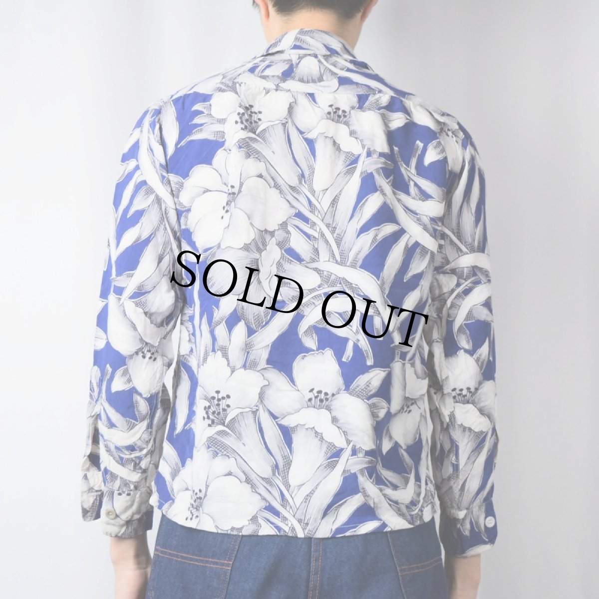 画像3: 50's Pilgrim 花柄 レーヨン長袖ハワイアンシャツ S (3)