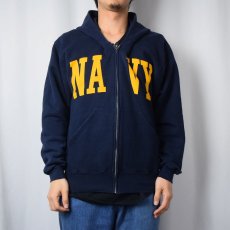 画像2: SOFFE "NAVY" プリントスウェットジップパーカー NAVY M (2)