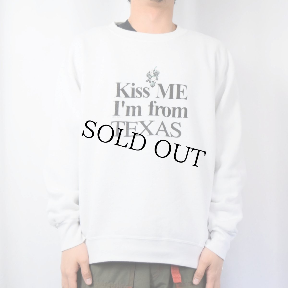 画像2: 90's USA製 "Kiss ME I'm from TEXAS" プリントスウェット L (2)