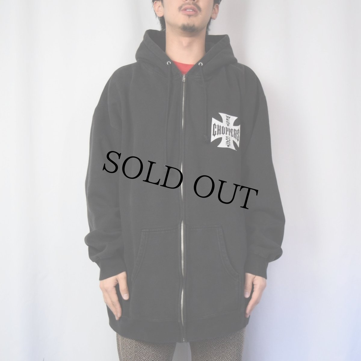 画像3: WEST COAST CHOPPERS ロゴプリントスウェットジップパーカー BLACK XXL (3)