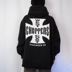 画像4: WEST COAST CHOPPERS ロゴプリントスウェットジップパーカー BLACK XXL (4)