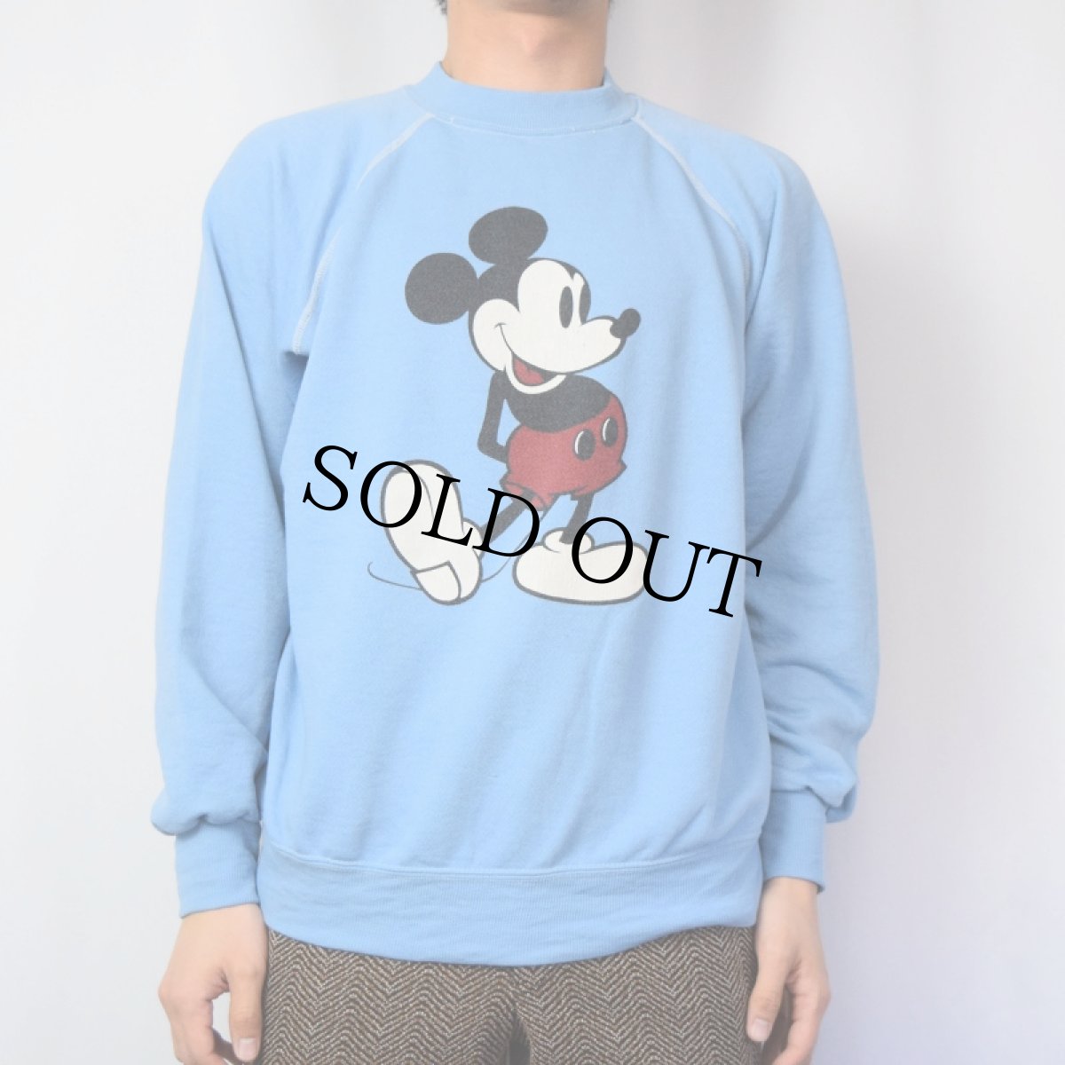 画像2: 80〜90's Disney MICKEY MOUSE キャラクタープリント ラグランスウェット L (2)