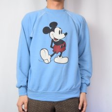 画像2: 80〜90's Disney MICKEY MOUSE キャラクタープリント ラグランスウェット L (2)