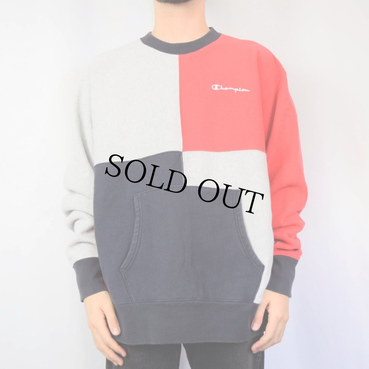 画像2: Champion REVERSE WEAVE ロゴ刺繍 クレイジーパターン スウェット XL (2)