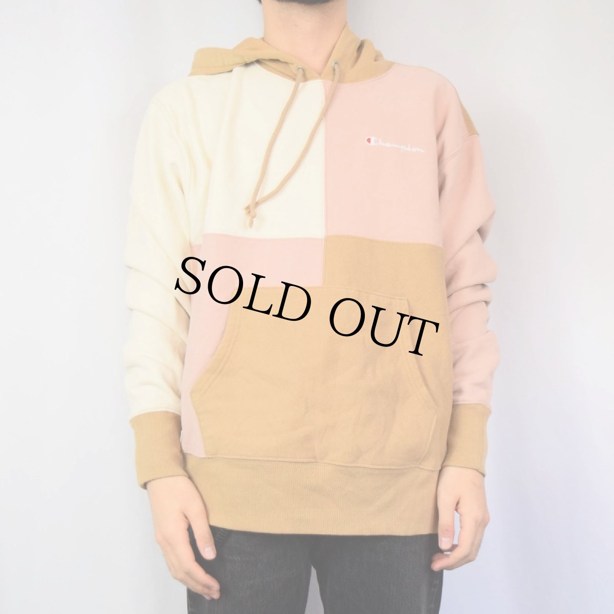 画像2: Champion REVERSE WEAVE ロゴ刺繍 クレイジーパターン スウェットフーディ L (2)