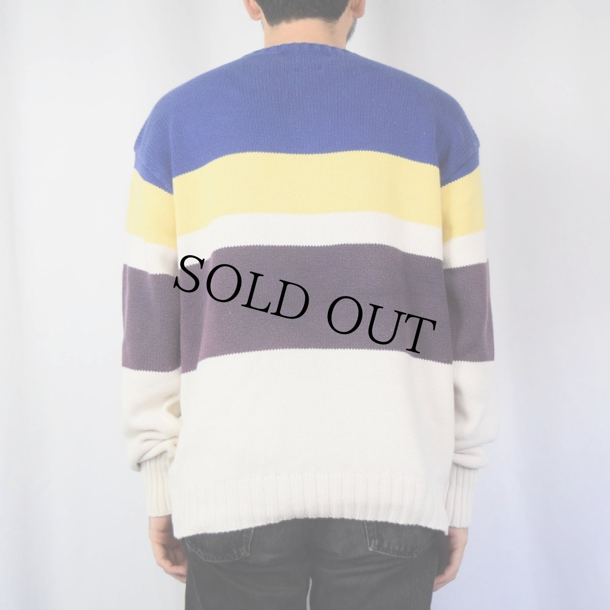 画像3: 90's POLO Ralph Lauren マルチボーダー柄 コットンニットセーター XL (3)