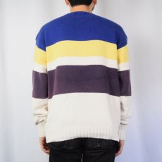 画像3: 90's POLO Ralph Lauren マルチボーダー柄 コットンニットセーター XL (3)