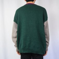 画像3: 90's IVY CLUB CLASSICS 前V クレイジーパターン リネン×コットン ニットセーター XL (3)