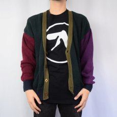 画像2: 【SALE】 90's AMERICAN EAGLE USA製 クレイジーパターン コットンニットカーディガン L (2)