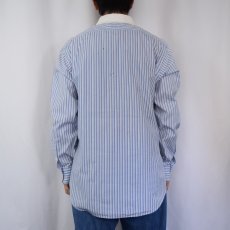 画像3: POLO Ralph Lauren 丸襟 ストライプ柄 コットンシャツ M (3)