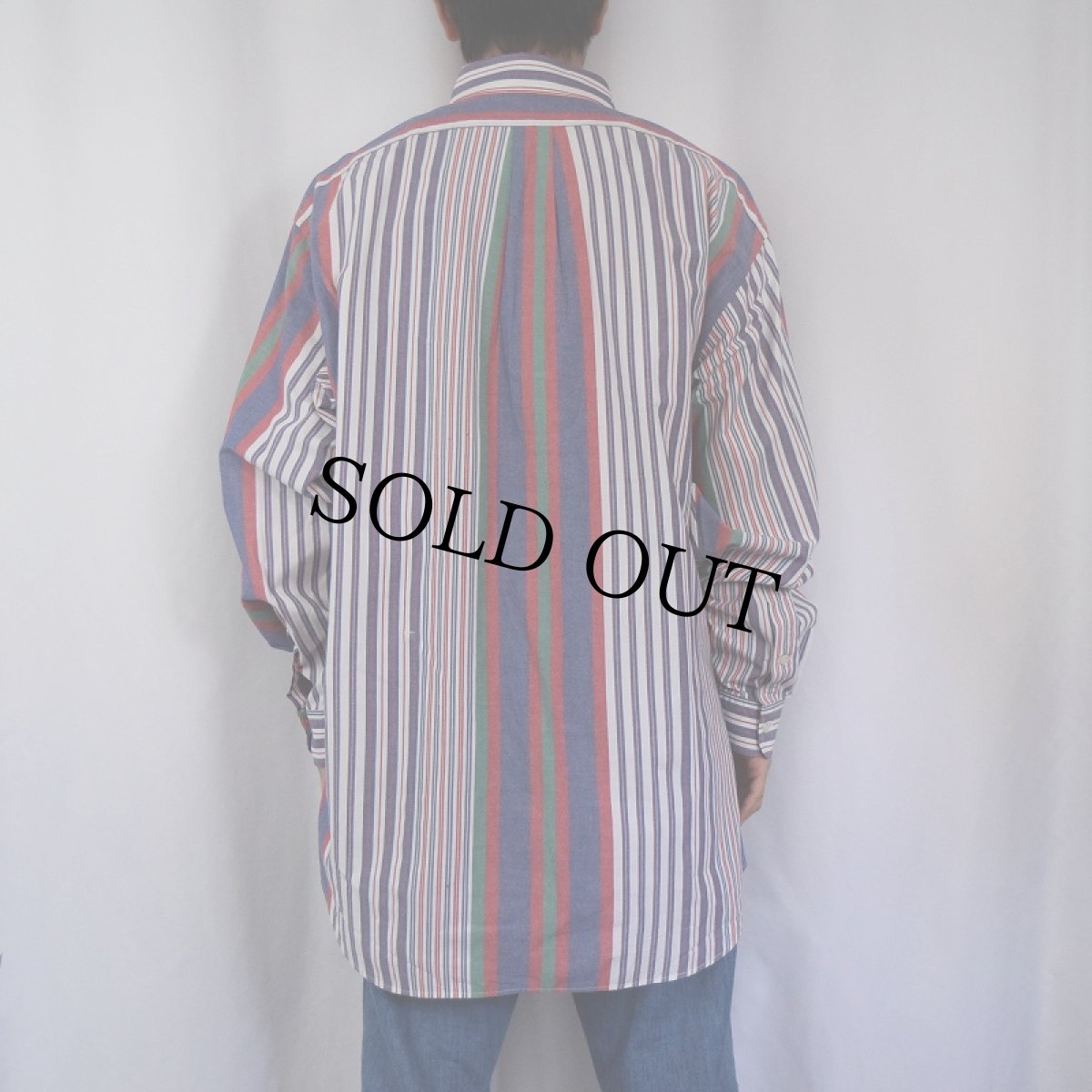 画像3: POLO Ralph Lauren "BIG SHIRT" マルチストライプ柄 ボタンダウンシャツ L (3)