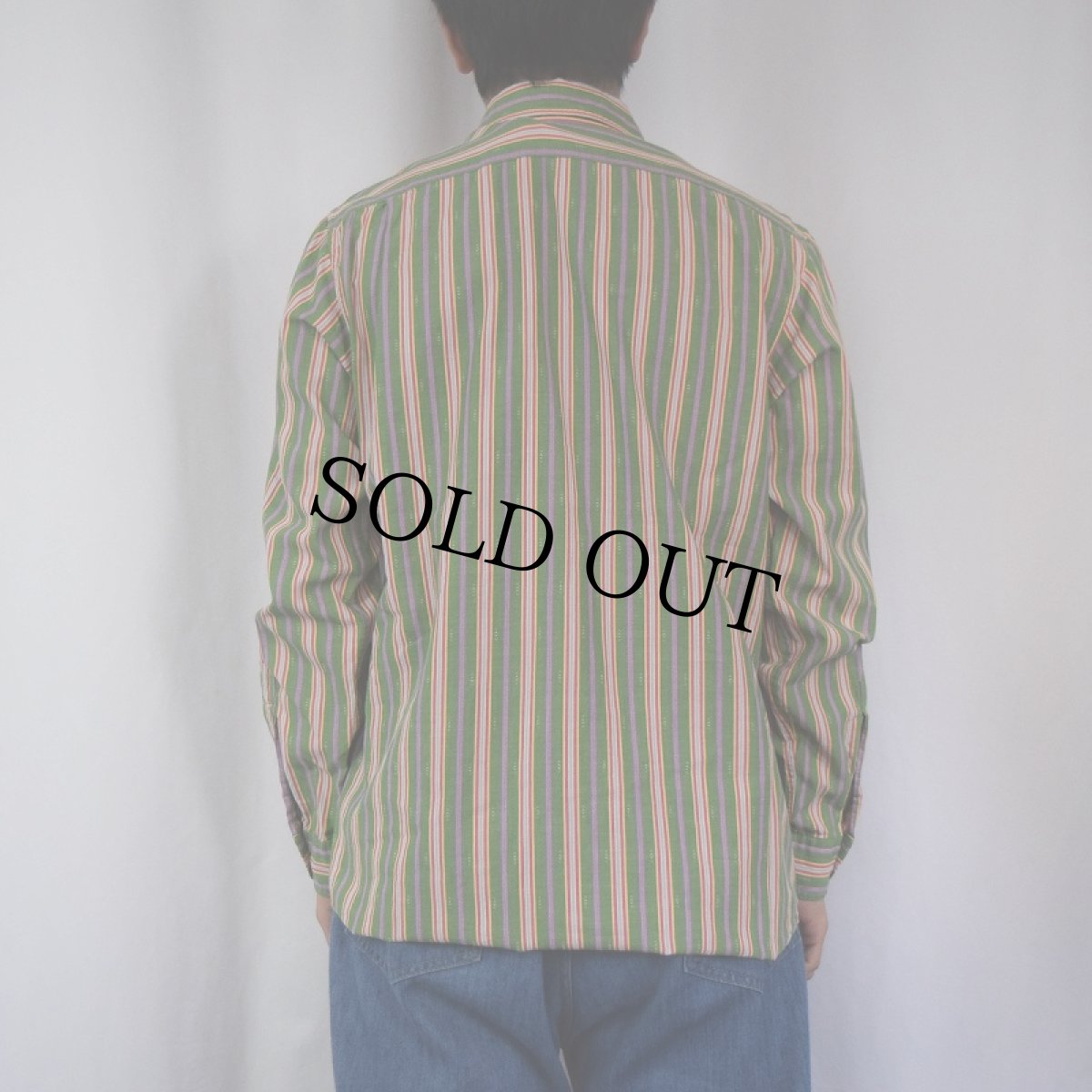 画像3: POLO Ralph Lauren チンスト付き ストライプ柄 コットンシャツ M (3)