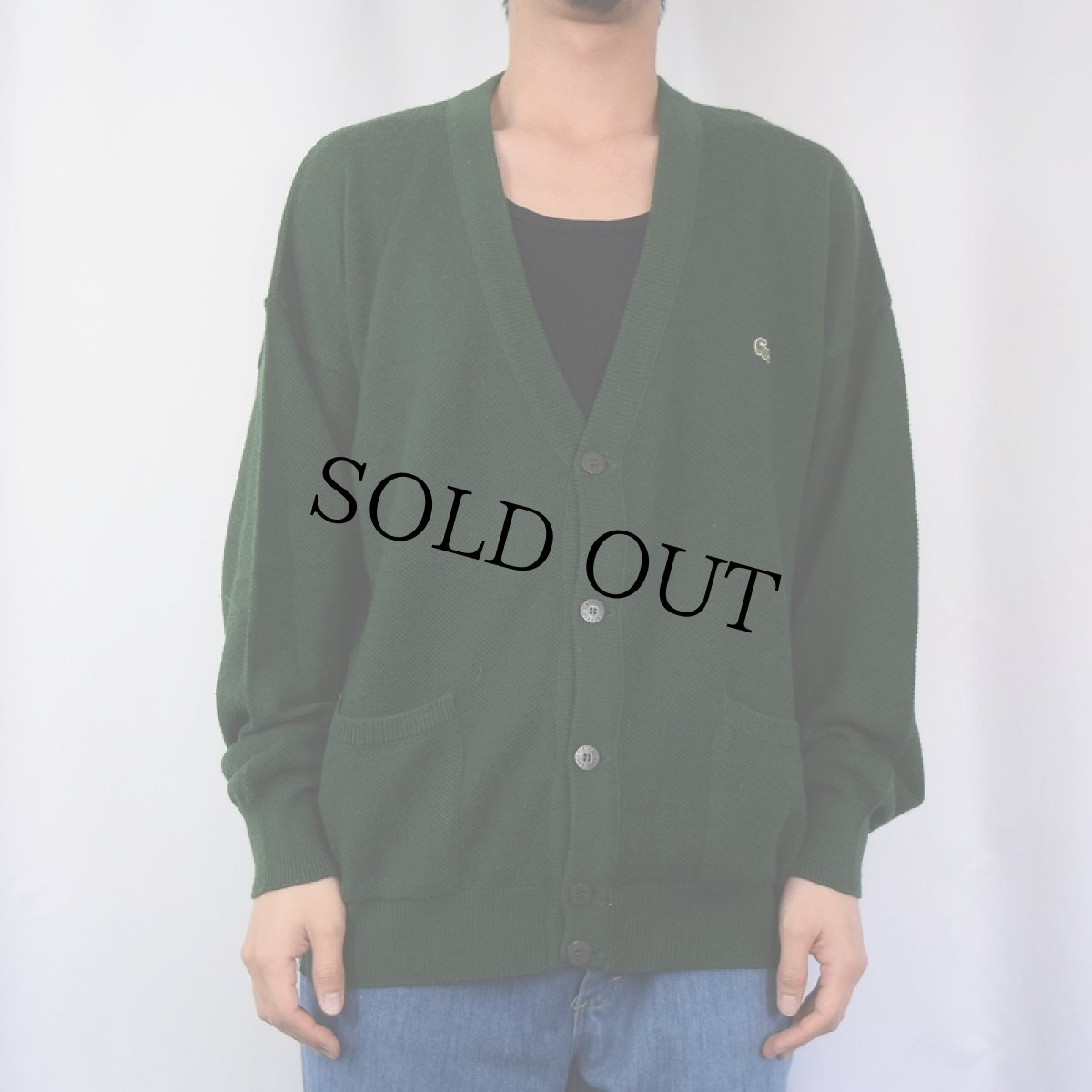 画像2: CHEMISE LACOSTE FRANCE製 ロゴ刺繍 ニットカーディガン SIZE5 (2)