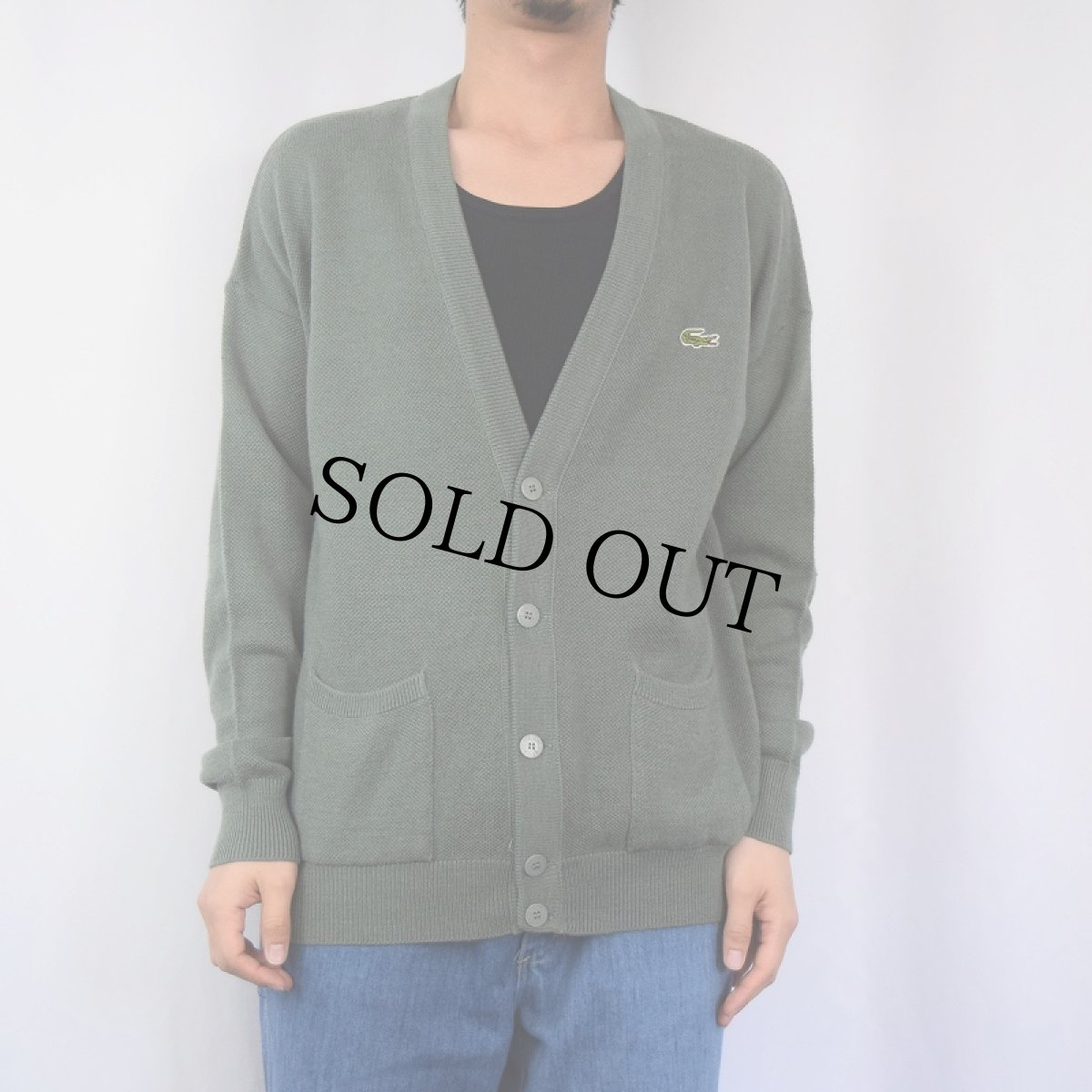 画像2: CHEMISE LACOSTE FRANCE製 ロゴ刺繍 ニットカーディガン SIZE4 (2)