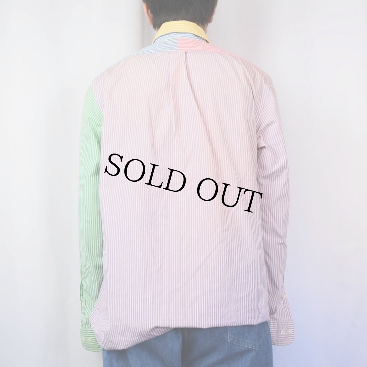 画像3: POLO Ralph Lauren "CUSTOM FIT" ストライプ柄 クレイジーパターン ボタンダウンシャツ L (3)