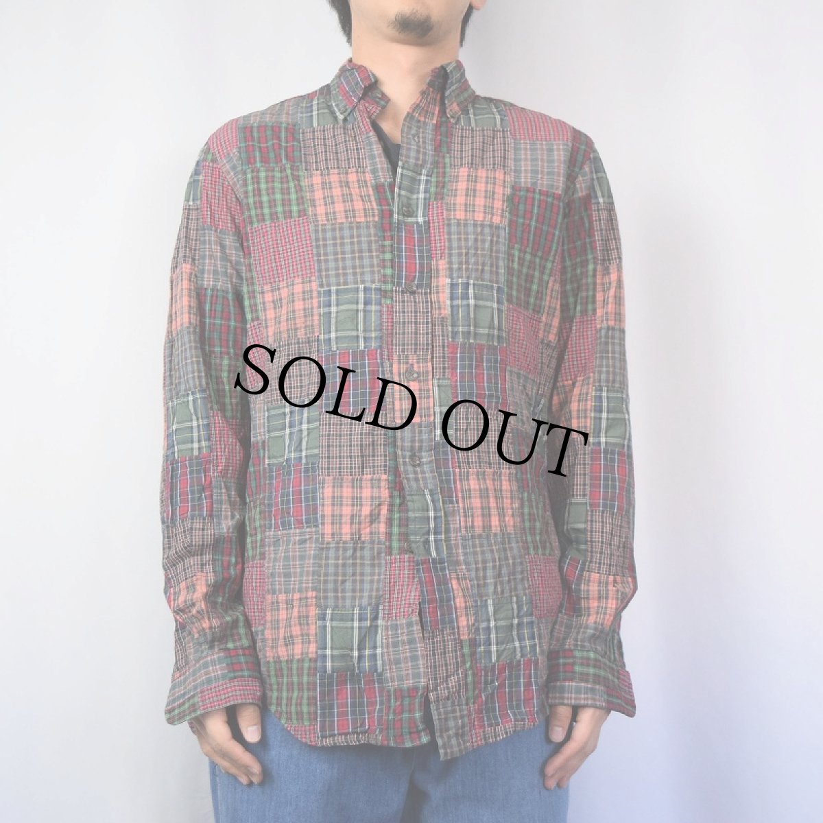 画像2: POLO Ralph Lauren INDIA製 "CUSTOM FIT" クレイジーパターン パッチワークシャツ S (2)