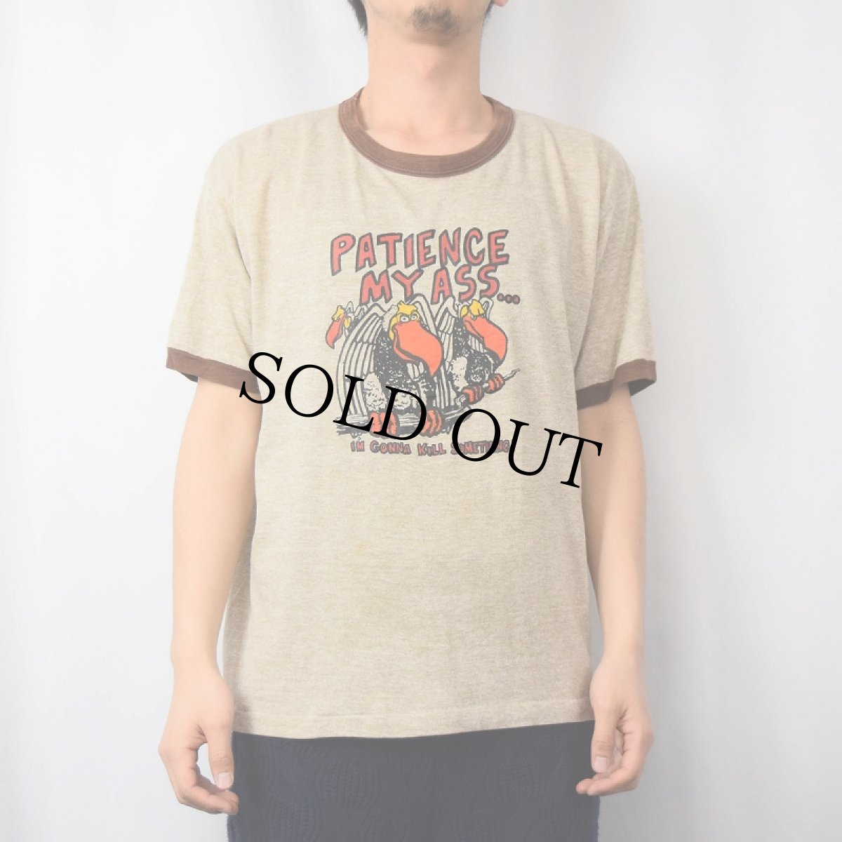 画像2: 70's Sportswear USA製 "PATIENCE MY ASS..." リンガーTシャツ XL (2)