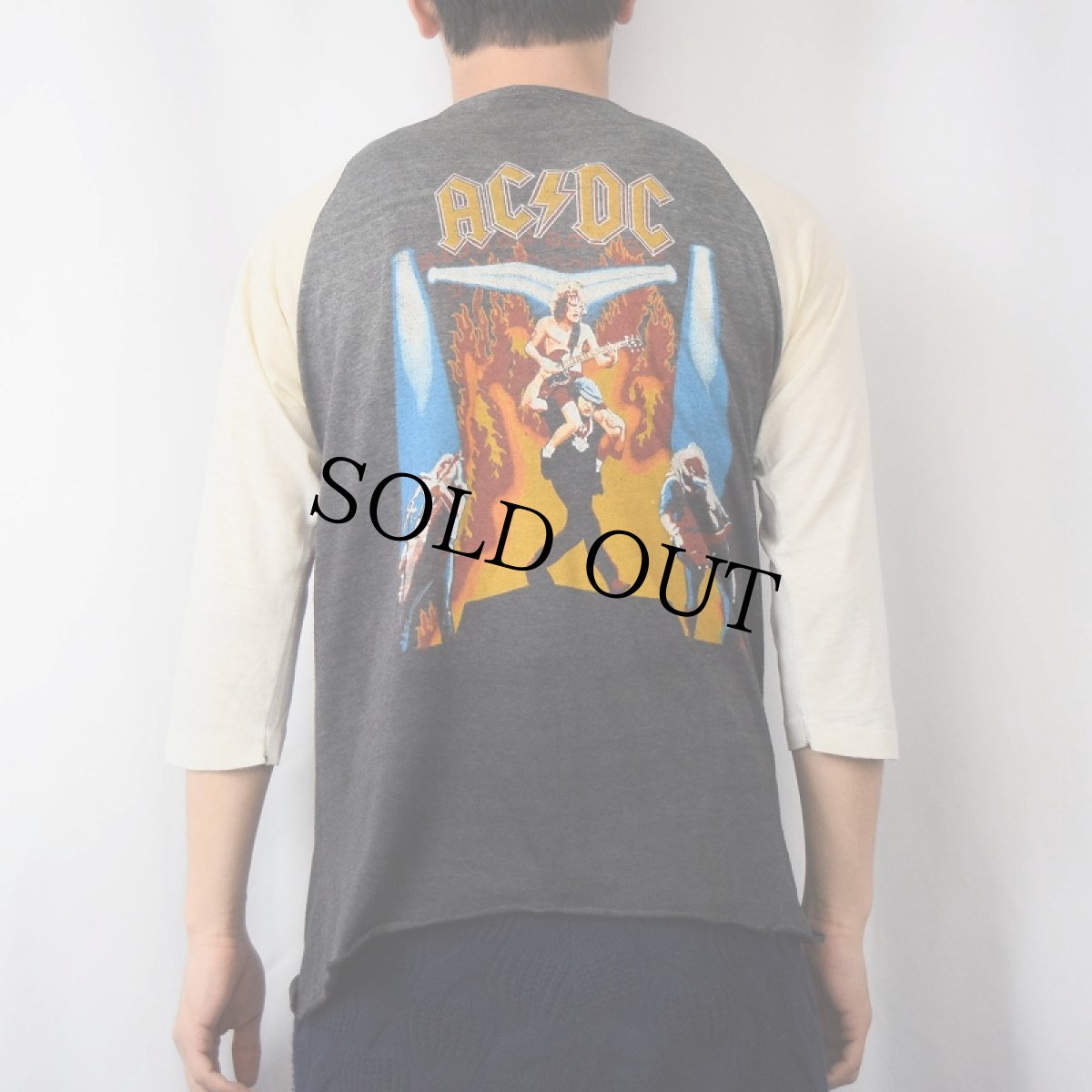 画像3: 70's AC / DC ロックバンドプリント ラグランTシャツ (3)