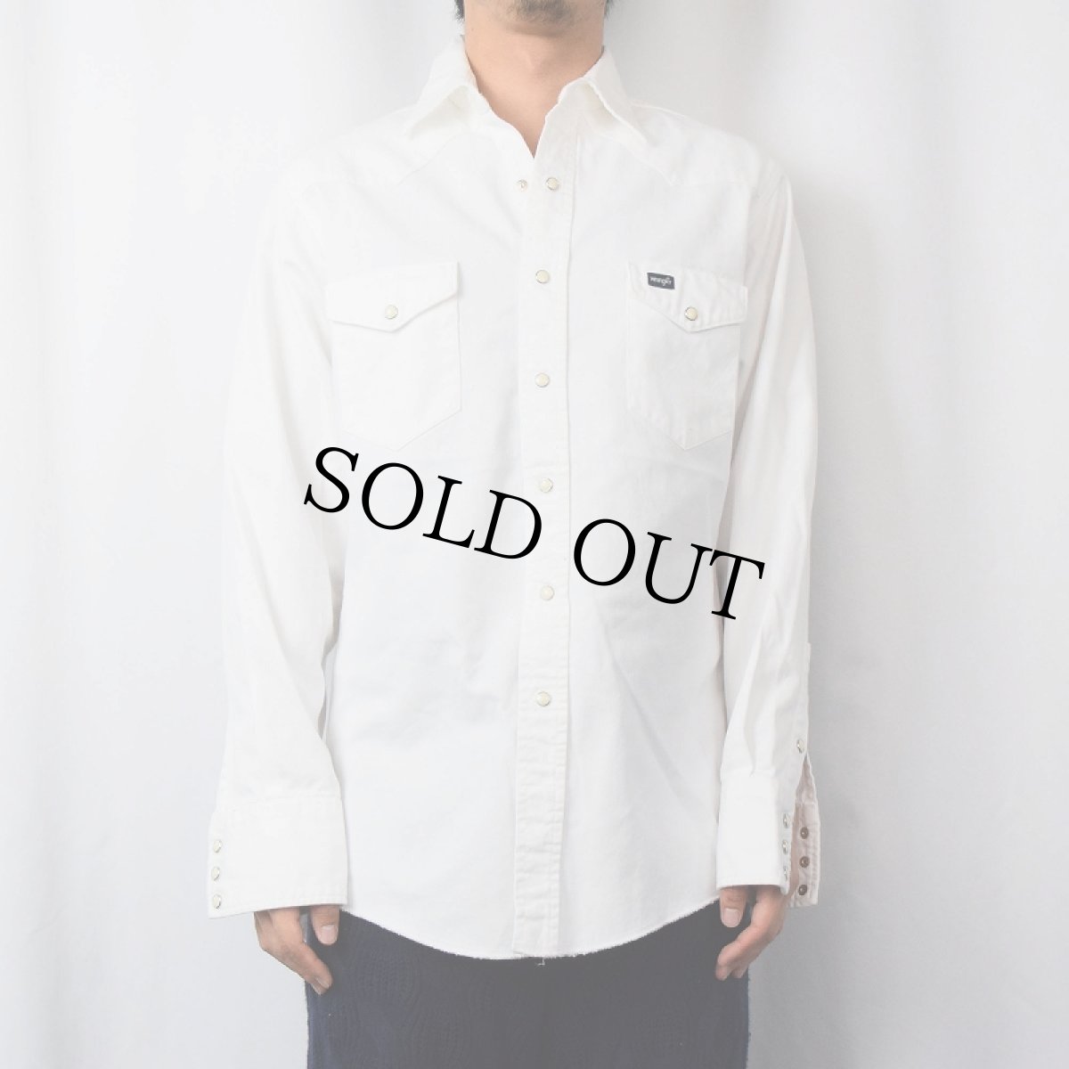 画像2: 80's Wrangler ホワイトデニム ウエスタンシャツ 15 1/2-34 (2)