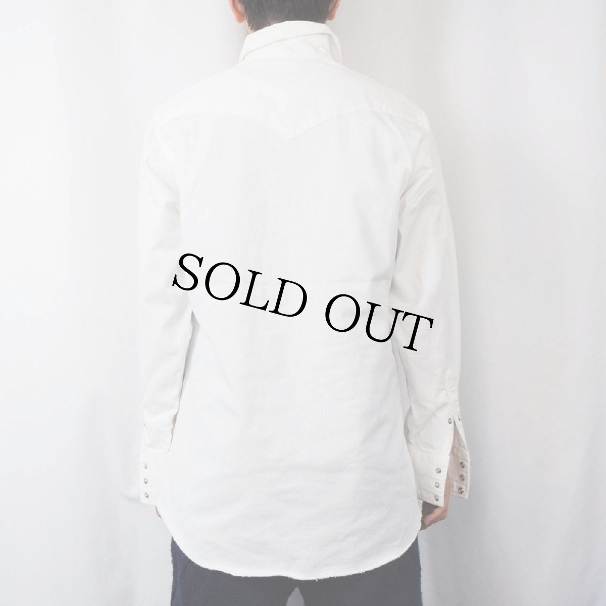 画像3: 80's Wrangler ホワイトデニム ウエスタンシャツ 15 1/2-34 (3)