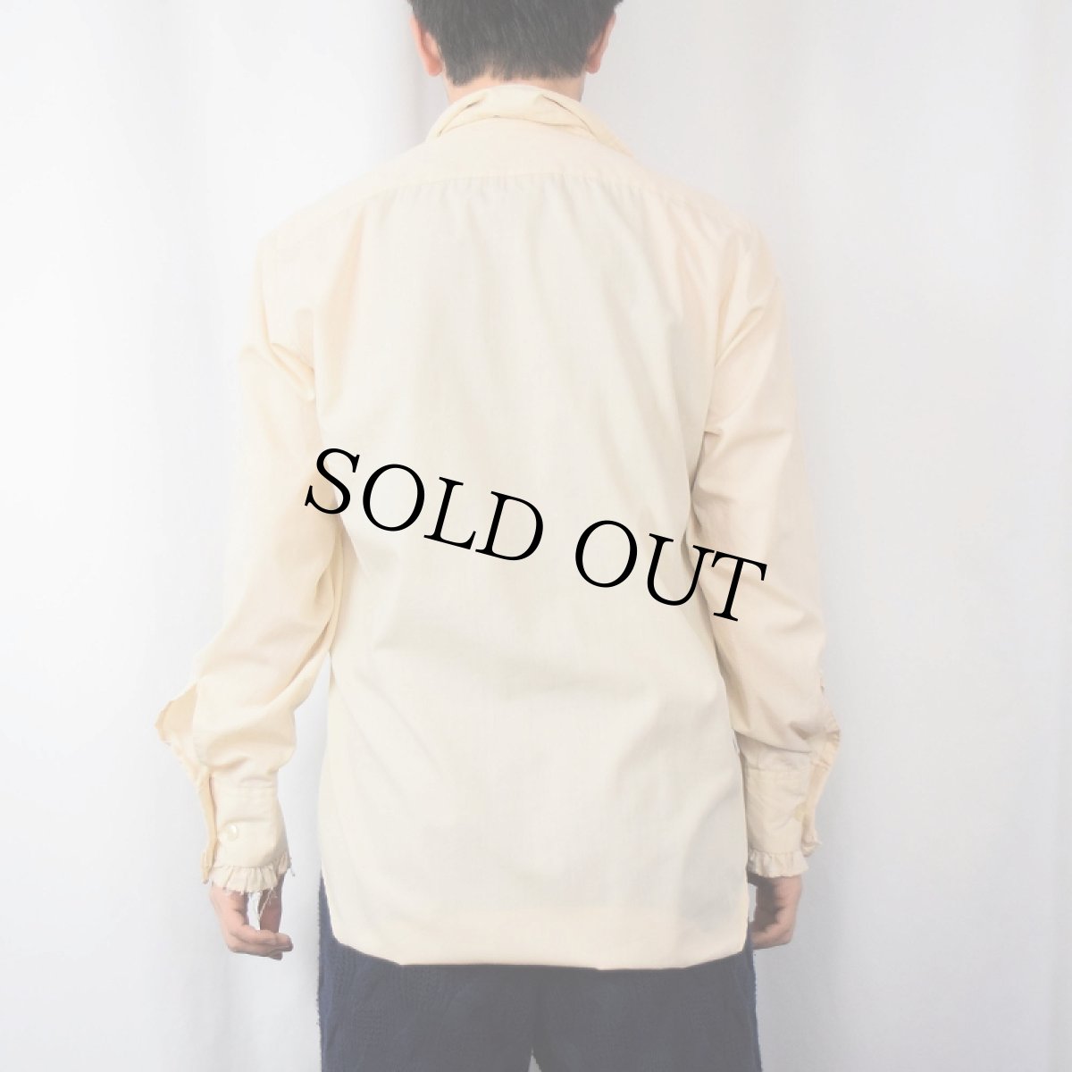 画像3: 70's CRYSTAL FORMAL WEAR USA製 フリルデザイン コットンポリシャツ M (3)