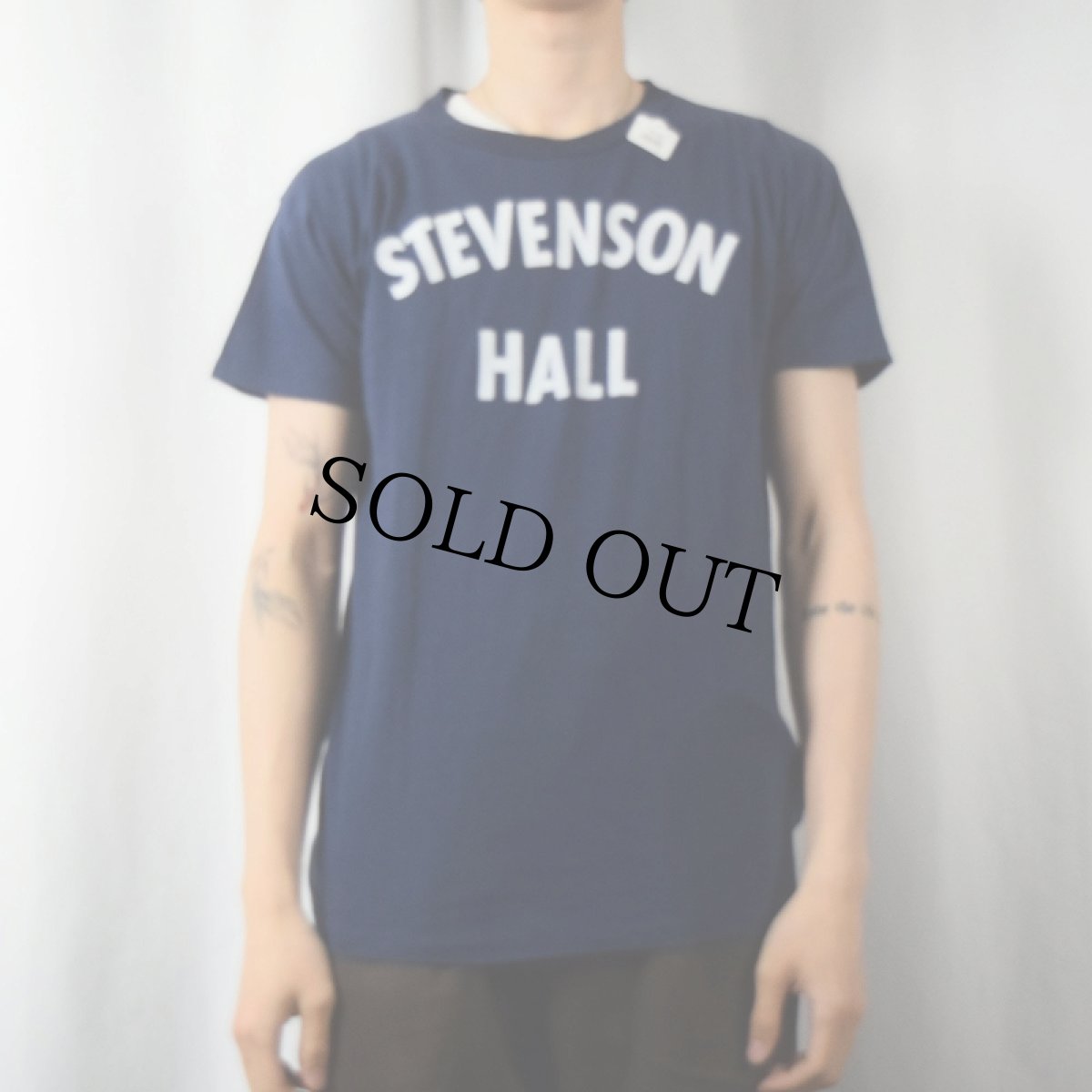 画像2: 50〜60's Empire "STEVENSON HALL" プリントTシャツ NAVY L (2)