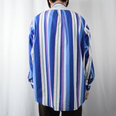 画像3: 90's Ralph Lauren "The Big Shirt" マルチストライプ柄 コットンボタンダウンシャツ L (3)