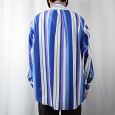 画像3: 【SALE】 90's Ralph Lauren "The Big Shirt" マルチストライプ柄 コットンボタンダウンシャツ L (3)
