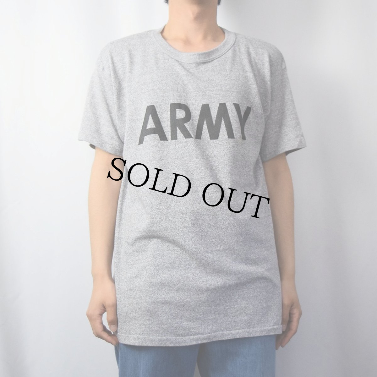 画像2: 80's Champion USA製 トリコタグ "ARMY" プリントTシャツ L (2)