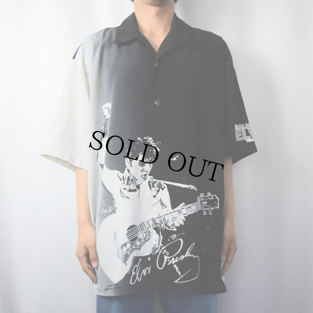 画像3: ELVIS PRESLEY ロックシンガープリント オープンカラーシャツ XL (3)
