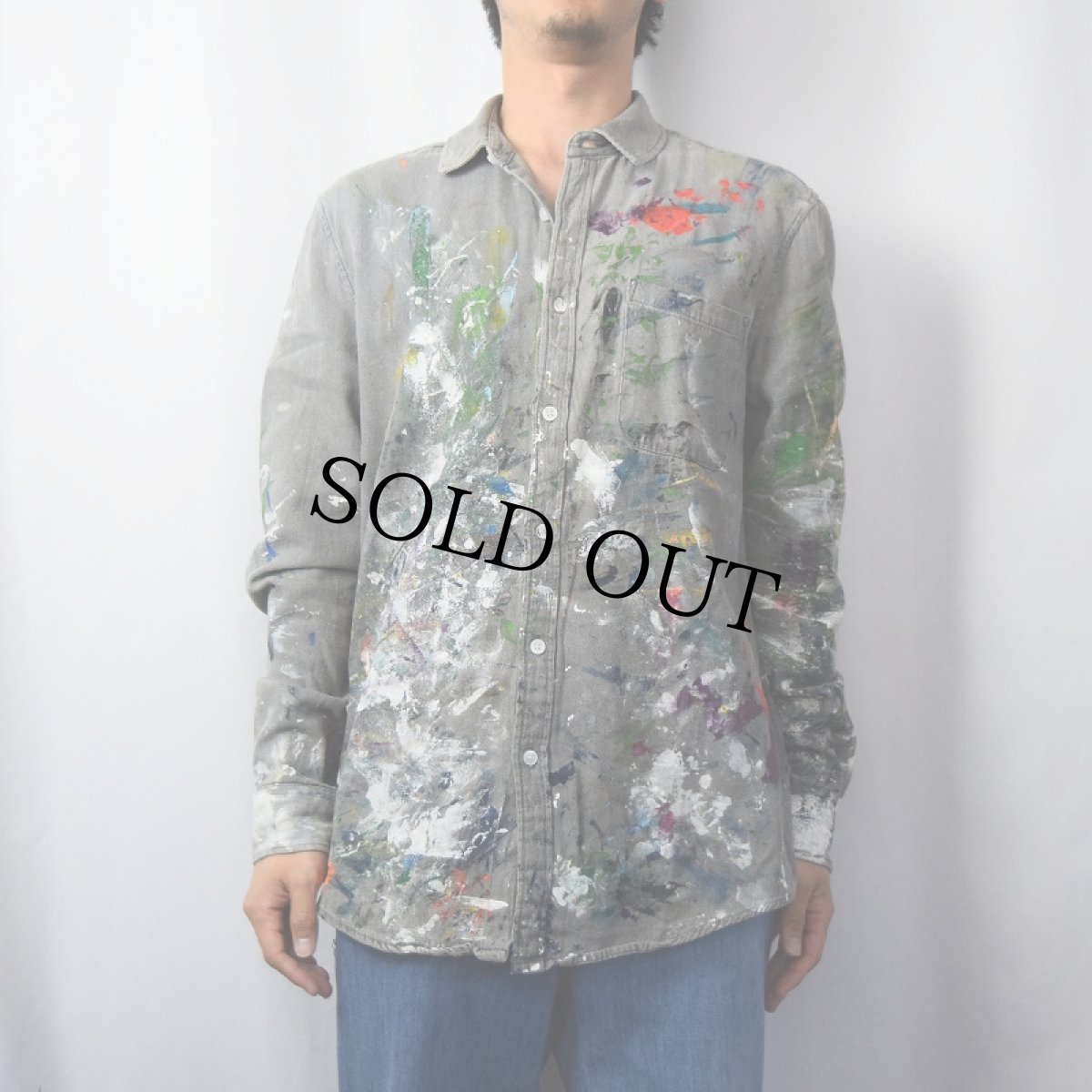画像2: Cedar Woodstate ペンキペイントシャツ M (2)