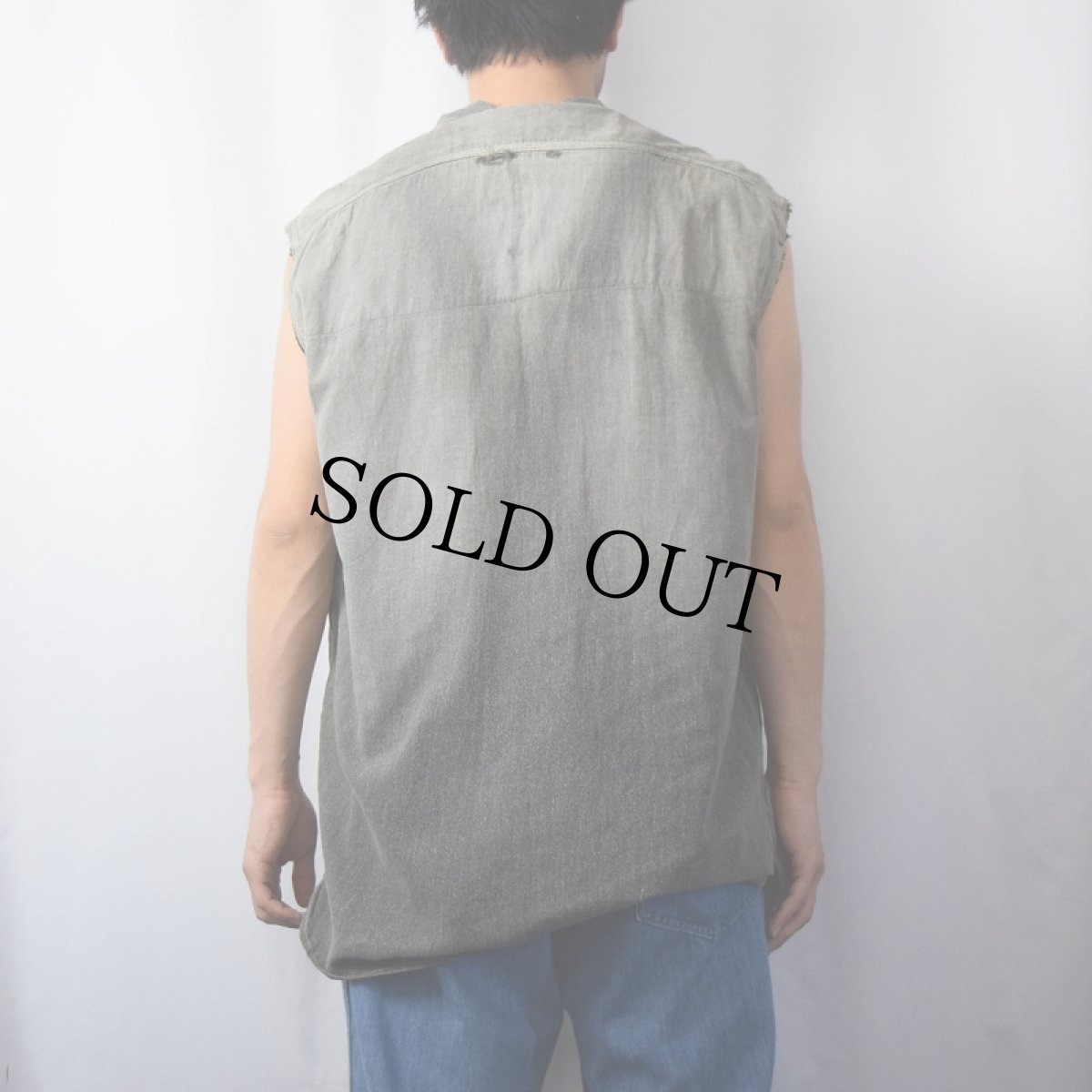 画像3: 50's HERCULES カットオフスリーブ ブラックシャンブレーシャツ (3)