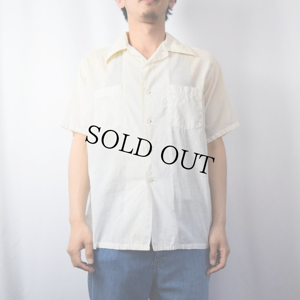 画像2: 40's ULTIMO オープンカラーコットンシャツ M (2)