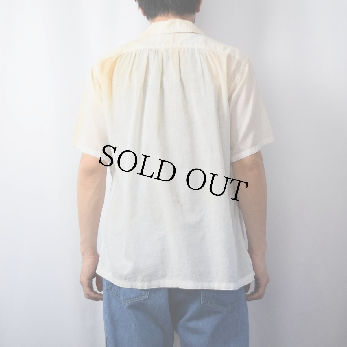 画像3: 40's ULTIMO オープンカラーコットンシャツ M (3)