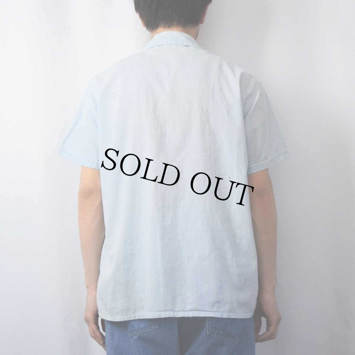 画像3: 50〜60's DISTINCTIVE Sportswear USA製 ストライプ柄 オープンカラーコットンシャツ M (3)