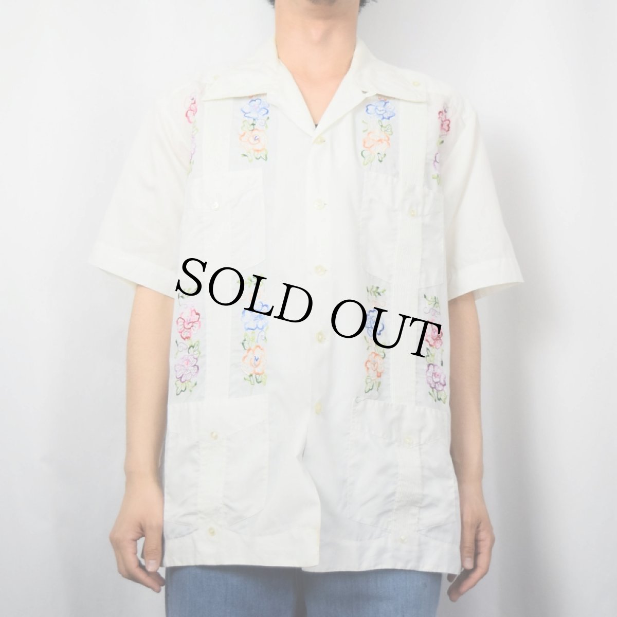 画像2: 70's Mestiza ポリエステル×コットン 刺繍デザイン キューバシャツ SIZE42 (2)