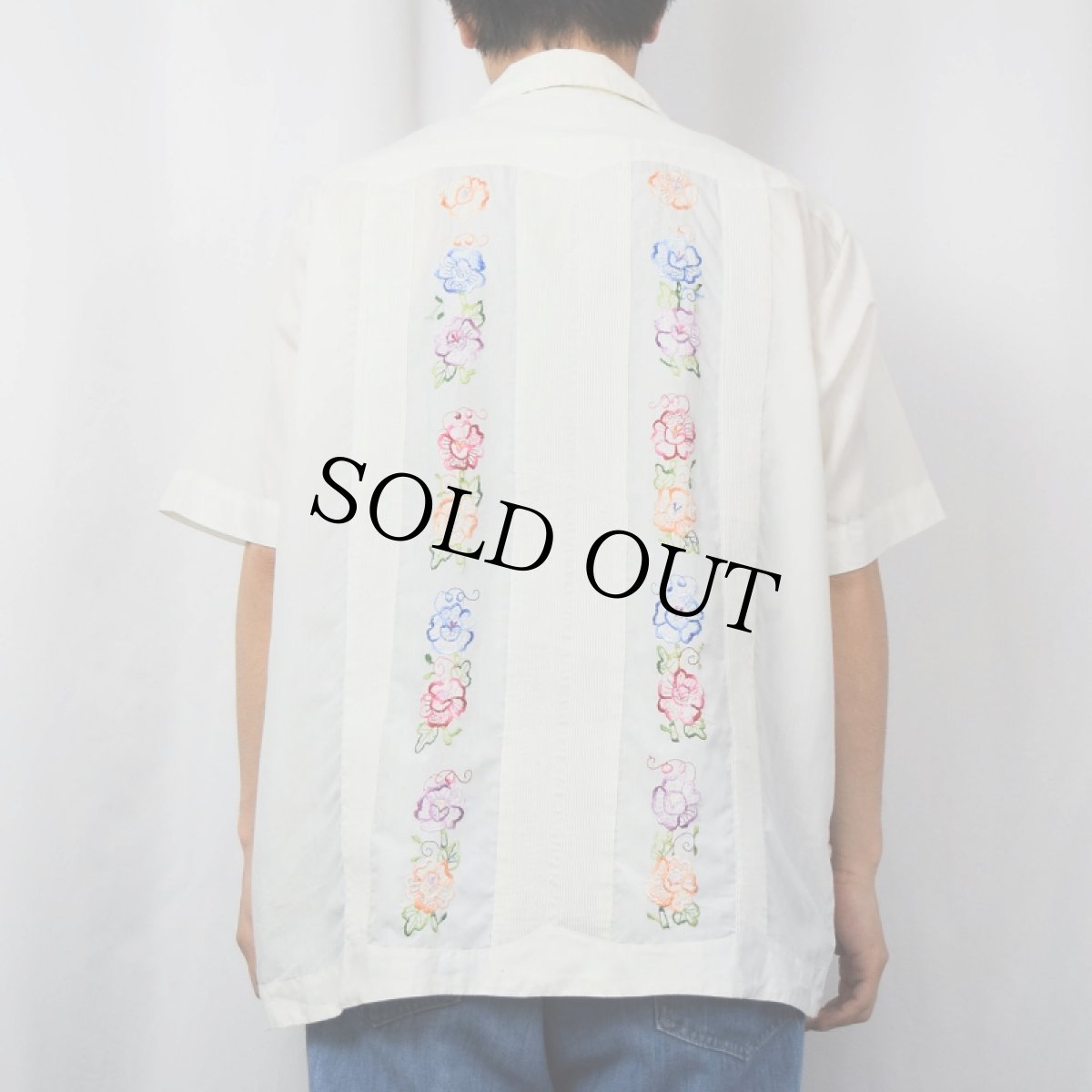 画像3: 70's Mestiza ポリエステル×コットン 刺繍デザイン キューバシャツ SIZE42 (3)