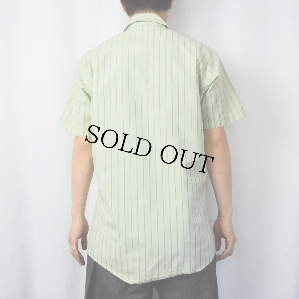 画像3: 80's Unitag USA製 ストライプ柄 チェーン刺繍 ワークシャツ 15-15 1/2 (3)