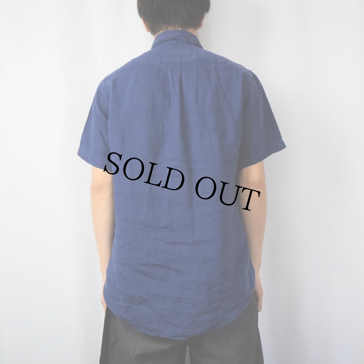 画像3: Ralph Lauren "CUSTOM FIT" ロゴ刺繍 リネンボタンダウンシャツ NAVY L (3)