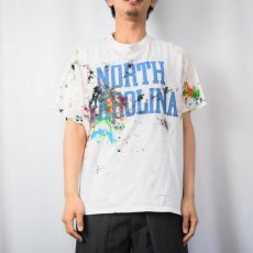 画像2: 90's USA製 "UNIVERSITY OF NORTH CAROLINA" ペンキペイント プリントTシャツ L (2)