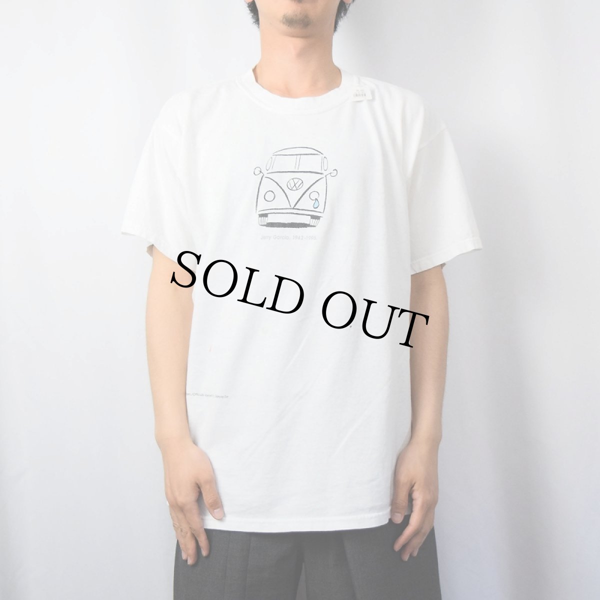 画像2: 〜2000's "Jerry Garcia" ワーゲンバスイラスト アーティスト追悼Tシャツ L (2)