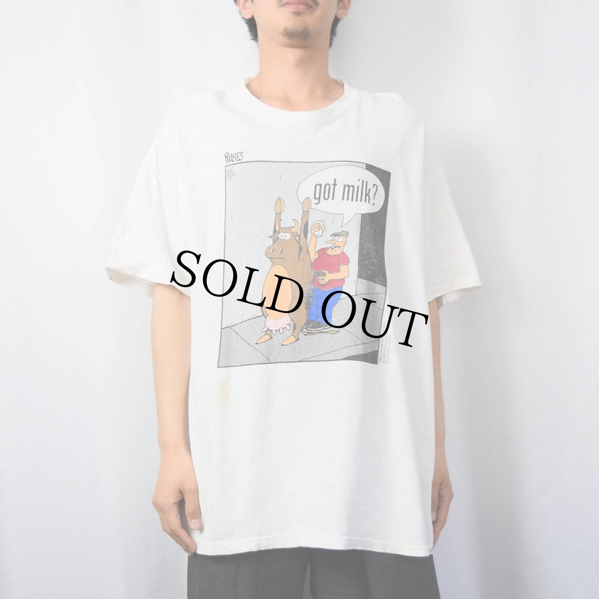 画像2: 90's RUBES "got milk" シュールイラストプリントTシャツ (2)