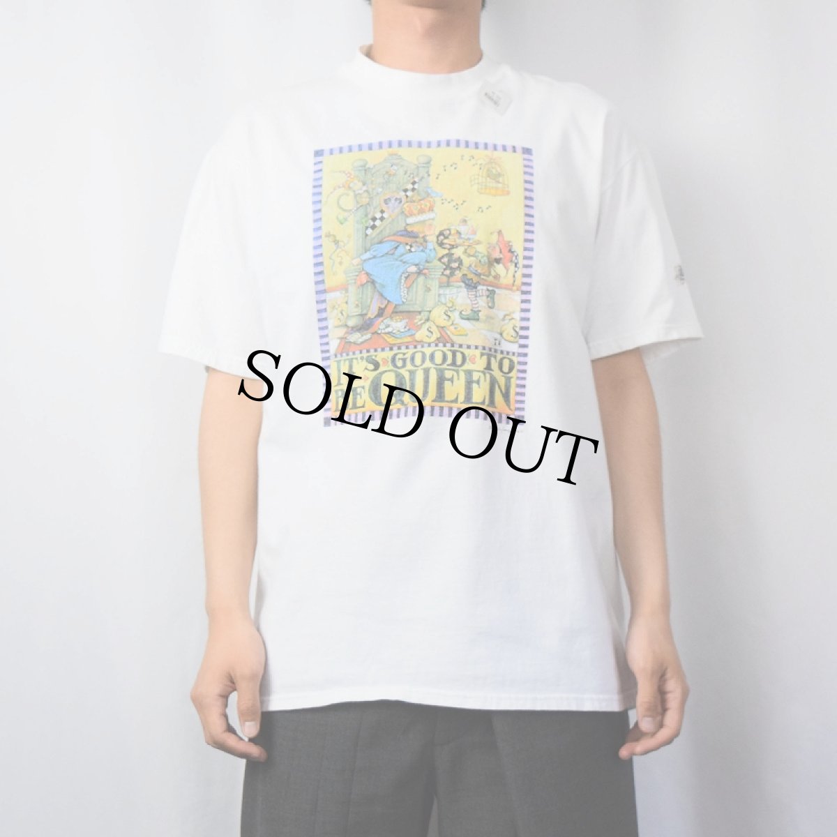画像2: 90〜2000's Mary Engelbreit "IT'S GOOF TO BE QUEEN" アートプリントTシャツ L (2)