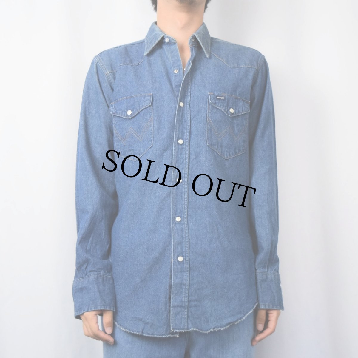 画像2: 70's Wrangler USA製 デニムウエスタンシャツ SIZE15 1/2-33 (2)