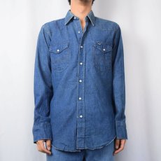 画像2: 70's Wrangler USA製 デニムウエスタンシャツ SIZE15 1/2-33 (2)