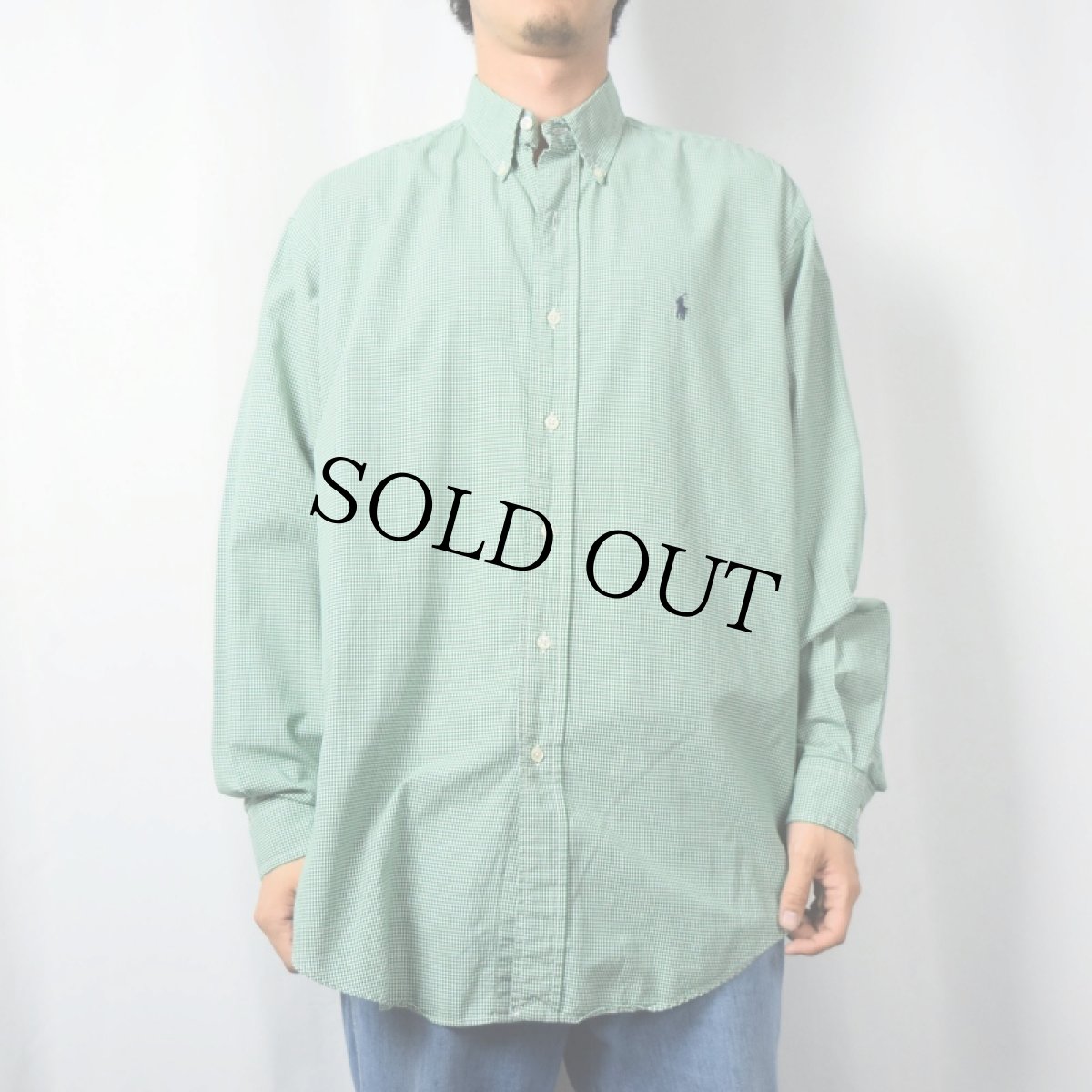 画像2: Ralph Lauren "BLAIRE" ギンガムチェック柄 コットンボタンダウンシャツ M (2)